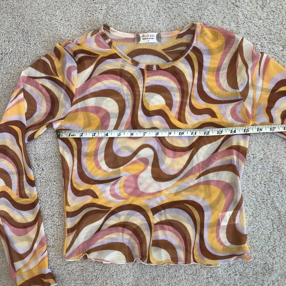 Altar'd State Retro Sheer Long-Sleeve Top Size Small - Picture 5 of 7